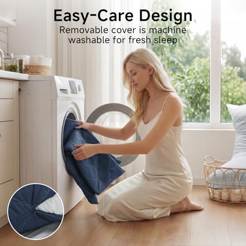 BEDELITE Cooling Body Pillow, Memory Foam Filled, Navy Blue, 20x54 Inches - color: Navy Blue