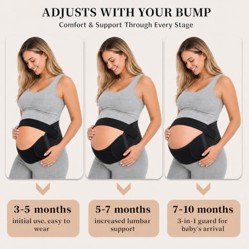 Pregnancy Belly Band, Maternity Belly Band, Black, XX-Large - color: Black, size: XX-Large