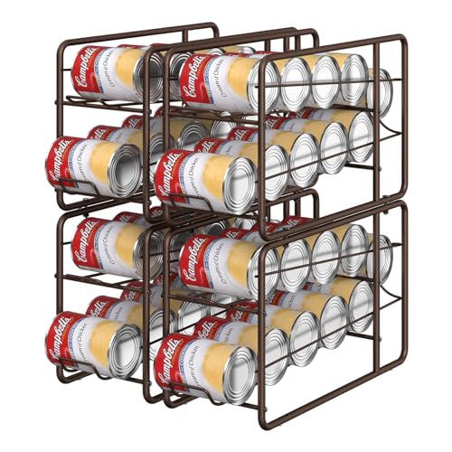 MOOACE 4 Pack Can Organizer for Pantry, Stackable Soda Can Dispenser Rack - color: Bronze