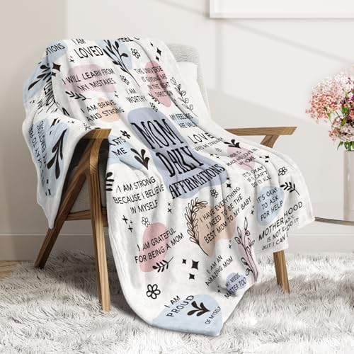 BaubleDazz New Mom Gifts Blanket, Mom Daily Affirmations(80" x 60") - color: Blue, size: 60*80IN