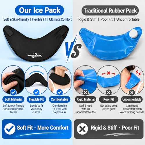 Reusable Neck Ice Pack Wrap - Hot Cold Therapy Gel Pack for Neck Shoulder Pain Relief, Adjustable Velcro Strap, Soft Lycra Fabric, Flexible Cervical Cold Compress for Injuries Recovery