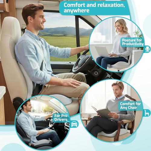 Trucker Seat Cushion, Thick Car Seat Cushions with Lumbar Support Pillow - color: Black Lg