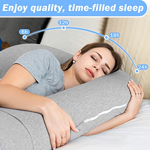 INSEN Pregnancy Pillow for Sleeping, L Shaped Body Pillow for Side Sleeping, Detachable Pregnancy Pillow with Full Body Support - color: Cooling Grey Jersey Cotton