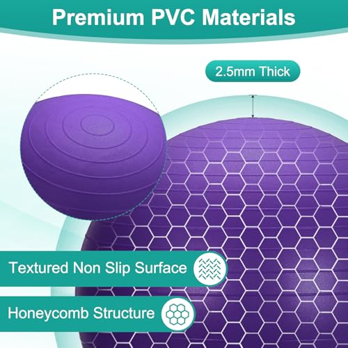 Yoga Ball, Exercise Ball Anti‑Slip Stability Pilates - color: Purple, size: 29.5"