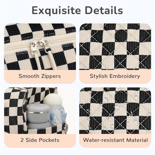 Tenot Diaper Bag Tote, Baby Bag with Pacifier Case, Black Checkered - color: Black Checkered