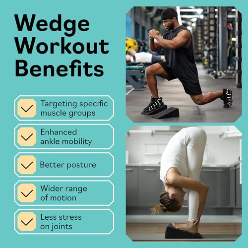 Squat Wedge Block Set of 3/5 - 960 LBS Capacity - Slant Board for Calf Stretching with 5 Stackable Angles - Calf Stretcher Slant Board - Workout Equipment - EPP Material for Exercise Equipment & Physical Therapy - color: Red&Black