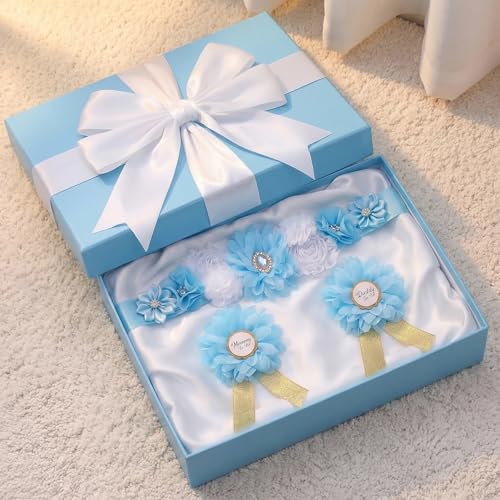 Baby Shower Belly Sash Satin Ribbon Band Pregnancy Party Blue - color: Blue