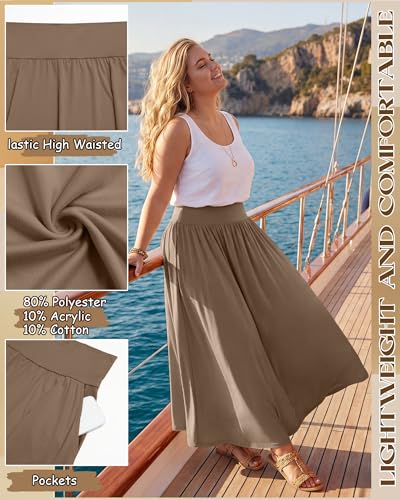 3 Pack Women's Plus Size Maxi Skirts - color: Black, Light Gray, Coffee, size: 3X-Large