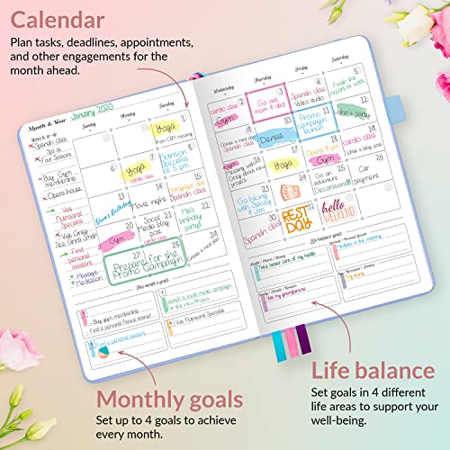GoGirl Planner for Women, Undated Weekly Agenda Journal, Light Blue - color: Light Blue, size: A5 (5.8'' x 8.3'')