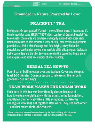 Earth Mama - Organic Peaceful Tea, Calming Herbal Blend - 16 Teabags (6 Pk) - size: 16 Count (Pack of 6)