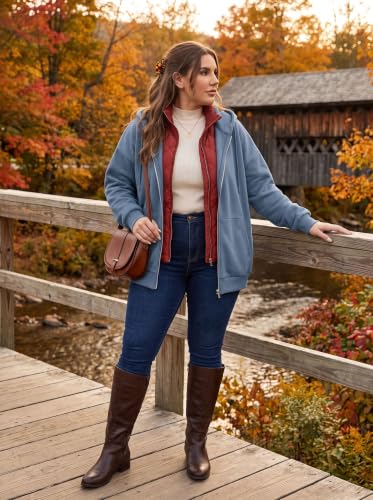 OLRIK Women's Plus Size Zip Up Hoodie 2026 Fall Jacket Casual Sweatshirt - color: Dust Blue, size: 5X