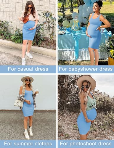 Peauty B Shape Side Ruch Maternity Tank Dress Bodycon Midi Dress - color: Sky Blue, size: X-Large