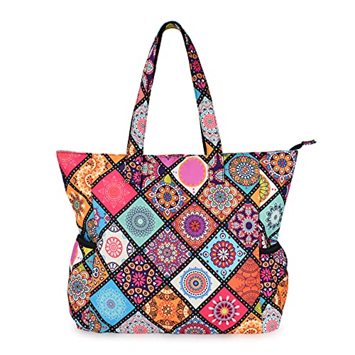CLOUDMUSIC Shoulder Tote Bag For Nurses Teachers Work Gym Travel Beach Women With Large Capacity Waterproof - color: Bohemia Pattern 2
