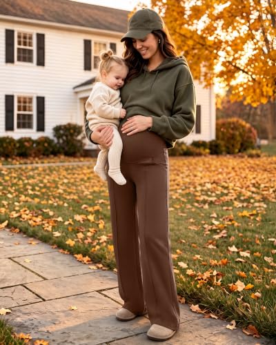 G4Free EverGoing Maternity Dress Pants Pregnancy Slacks - color: Dark Coffee, size: XX-Large