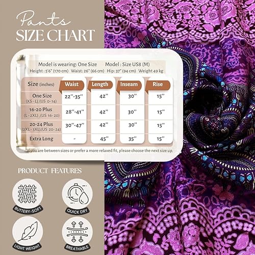 B BANGKOK PANTS Women's Boho Palazzo Pants - color: Bohorose Pink, size: One Size