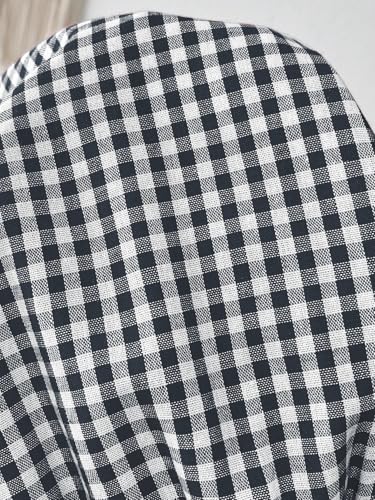 SweatyRocks Women Maternity 2 Piece Outfits Gingham Cami Top Shorts Sets - color: Dark Blue and White, size: Small