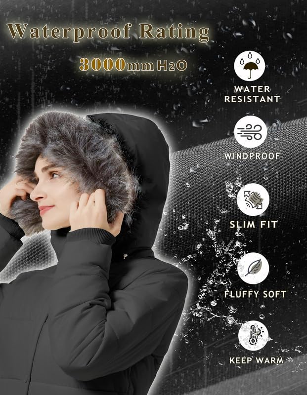 GGleaf Women's Winter Thicken Puffer Coat (Standard & Plus Size) Warm Snow Jacket with Fur Removable Hood - color: Dark Grey, size: XX-Large