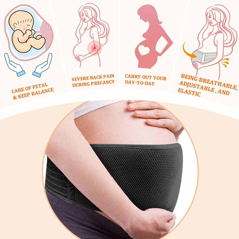 Pregnancy Belly Band Maternity Support Belt Eases Back Pelvic Pain - color: Black, size: One Size