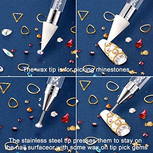 Tatuo 2 Pieces Rhinestone Picker Dotting Pen, Wax Pencil Pen, White - color: White