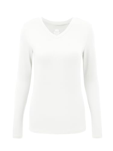 COZYFIT Women’s Underscrub Tee, V-Neck Long Sleeve Undershirt - color: White, size: 4X-Large