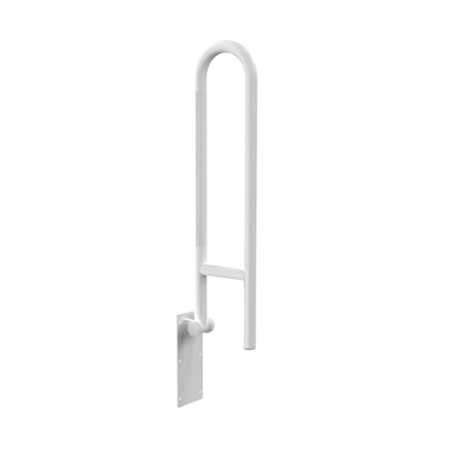 Swing Up Grab Bar, 500 lb, 30 in, White, Knurled Grip - color: White with Knurled Grip