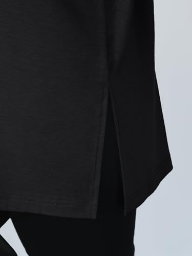 Trendy Queen Womens Oversized Side Slit Long Sleeve Shirts Fall Tops - color: Black, size: Small