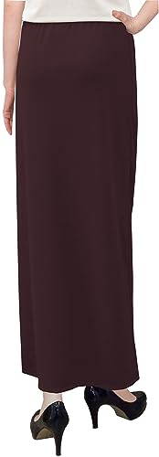BABY O Women's Basic Modest 37" Below The Knee Ankle Length Maxi Straight Skirt - color: Eggplant, size: 6