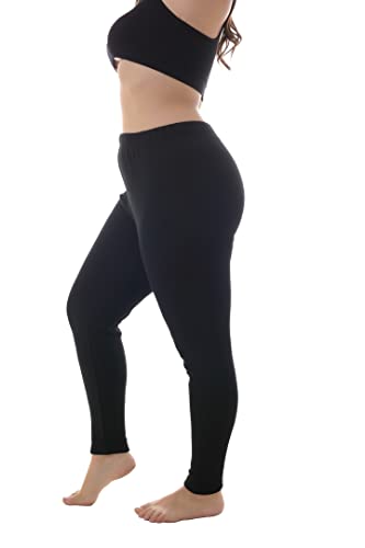 ZERDOCEAN Women's Plus Size 100% Cotton Fleece Lining Leggings - color: Black, size: 4X