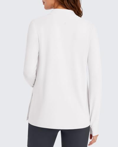 G4Free Lightbreeze Maternity Shirts Long Sleeve Half Zip Mock Neck Yoga - color: White, size: Large