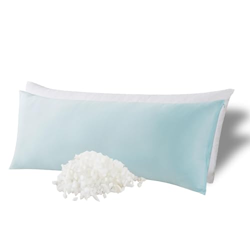 WhatsBedding Memory Foam Body Pillow with Cover, Long Bed Pillow for Adults - color: White Pillow+ Cooling Blue Pillowcase