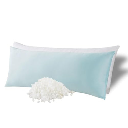 WhatsBedding Memory Foam Body Pillow with Cover, Long Bed Pillow for Adults - color: White Pillow+ Cooling Blue Pillowcase