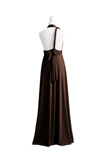 72styles Maxi Infinity Dress for Bridesmaids, Convertible Multi-Way Wrap - color: Dark Brown, size: One Size Plus