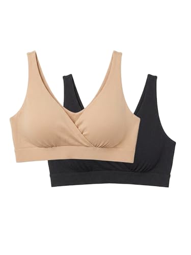 HATCH The Dream Feed Nursing & Sleep Bra - color: Black/Sand (Pack of 2), size: Small