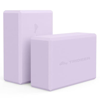 Yoga Blocks 2 Pack with Supportive Non-Slip Foam for Yoga Pilate Stretching - color: Lavender