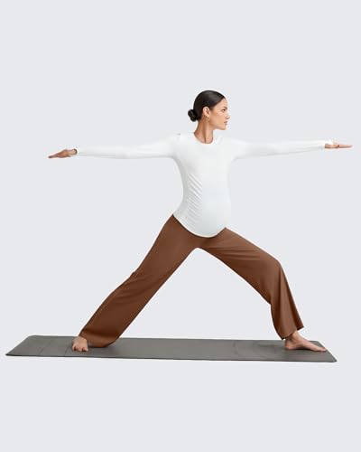 G4Free BareFeel Maternity Yoga Pants Pregnancy Slacks Over the Belly - color: Dark Coffee, size: X-Large