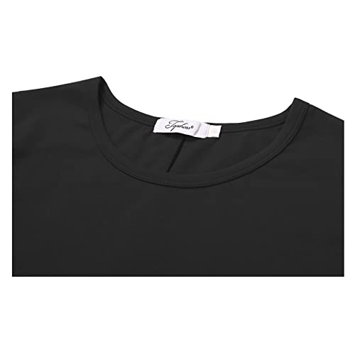 Topdress Women's Loose Fit Swing Shirt Casual Tunic Top - color: Black, size: Medium