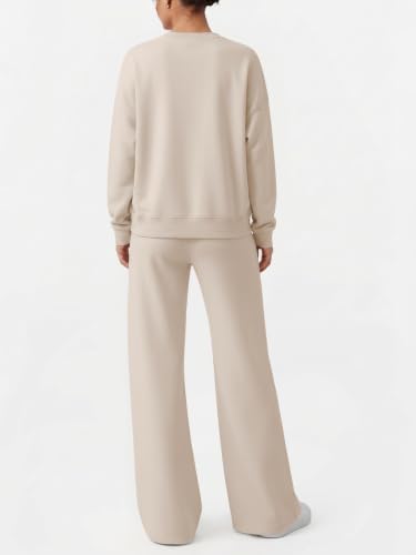 EFAN Womens Sweat Sets 2 Piece Sweatsuits Modal Blend Matching Loungewear - color: Lightkhaki, size: Large