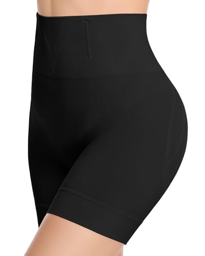 Tummy Control Shapewear Shorts, Mid Waist Body Shaper - color: 1x-black, size: Large