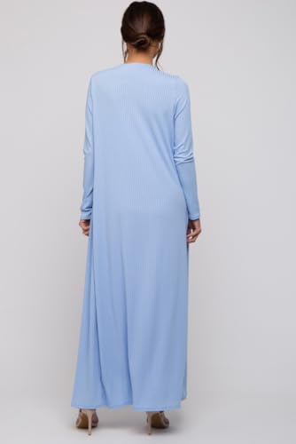 PinkBlush Ribbed Sleeveless Dress Cardigan Maternity Set - color: Light Blue, size: Medium
