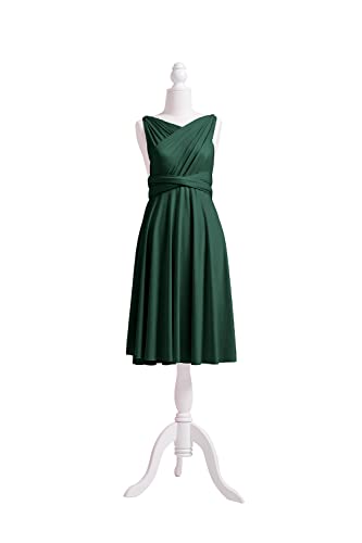 72styles Multi-Way Wrap Short Infinity Dress for Bridesmaids - color: Dark Green