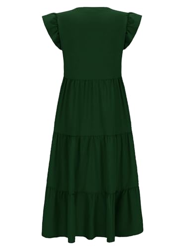 CzzzyL Womens Nursing Midi Dress Breastfeeding Sleeveless Tiered Pockets - color: Dreepgreen, size: Medium