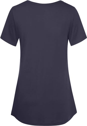 Quinee Women's Casual Button Side Nursing Tops Maternity Breastfeeding Tunic - color: Deep Blue, size: X-Large