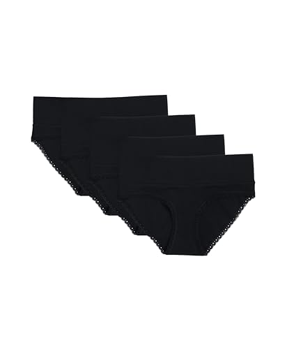 Pact Organic Cotton Maternity Foldover Hipster Underwear for Pregnancy Postpartum, 4 pack - color: Black