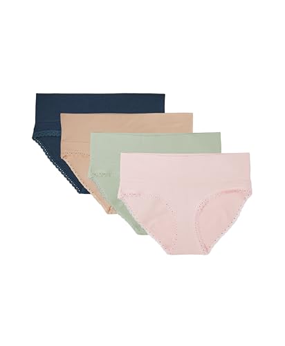 Pact Organic Cotton Maternity Foldover Hipster Underwear for Pregnancy Postpartum, 4 pack - color: Spring Brights