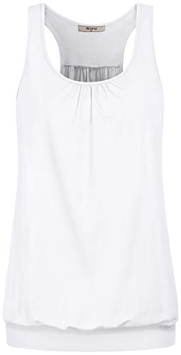 Miusey Womens Sleeveless Round Neck Loose Fit Racerback Yoga Tank Top - color: 1# White, size: Medium