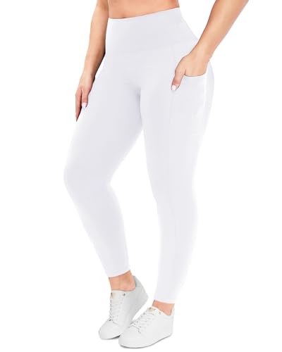 Plus Size Leggings for Women - High Waisted Black Tummy Control Super Soft - color: A-2#white, size: 3X-Large