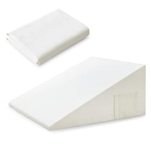 Cotton Wedge Pillow Cover, 24" x 24" x 12", White - color: White, size: 25x25x12.5 Inch