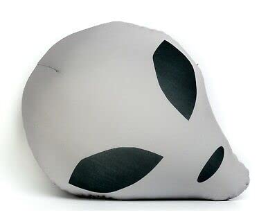 Grey Alien Head Microbead Throw Pillow Combo Pack 2 Pillows Sci-Fi Movie Fan [Grey] (White) Neck Maternity Travel