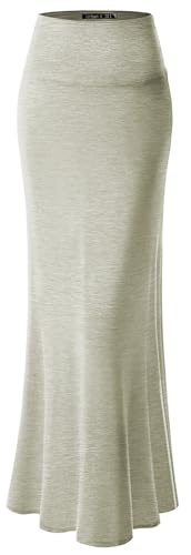 URBAN K Womens Basic Foldable High Waist Regular and Plus Size Maxi Skirts - color: #5, size: Large