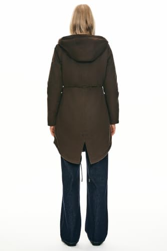 Orolay Women's Thicken Fleece Lined Parka Winter Coat Hooded Jacket with Pockets - color: Brown, size: Small